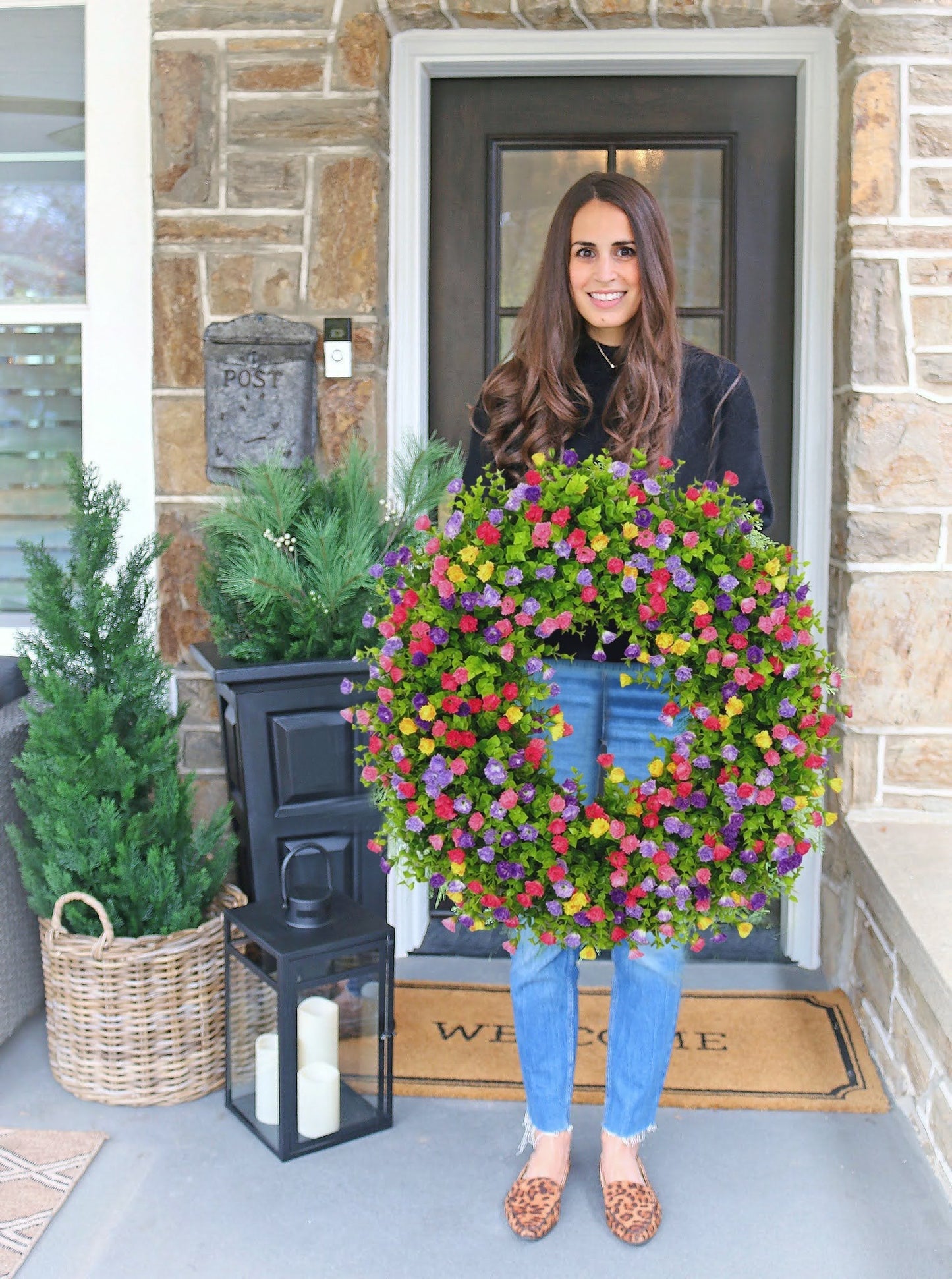 💐🎉Farmhouse Colorful Cottage Wreath