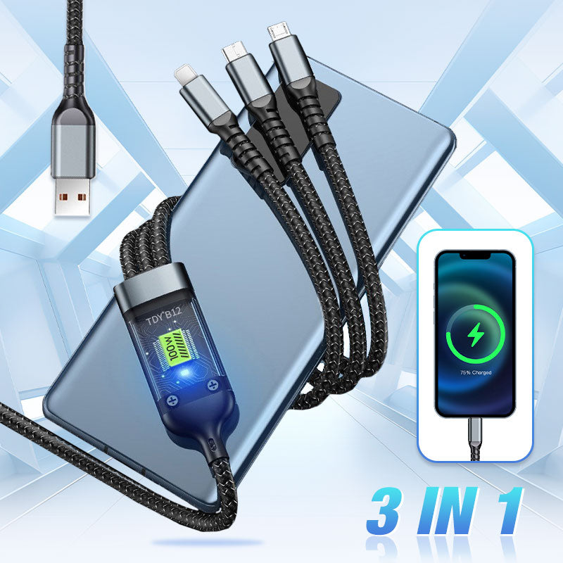 💥LAST DAY SALE 49% OFF🔥⚡Transparent Luminous 3-in-1 Super Fast Charging Cable