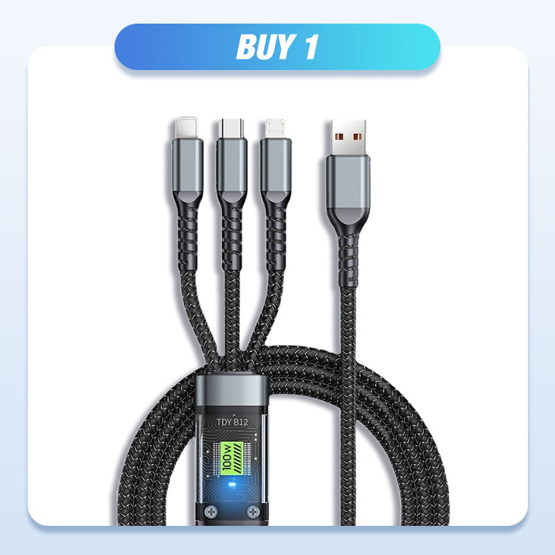 💥LAST DAY SALE 49% OFF🔥⚡Transparent Luminous 3-in-1 Super Fast Charging Cable