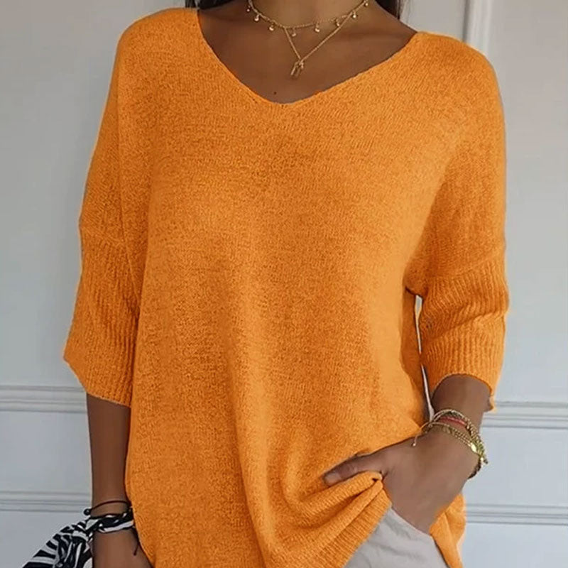 🔥LAST DAY 49%OFF🔥 - Solid Color Knitted V-neck Top