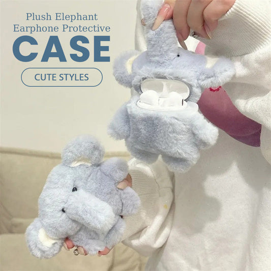 🔥2025 New Arrival🔥Cute Plush Elephant Earphone Protective Case