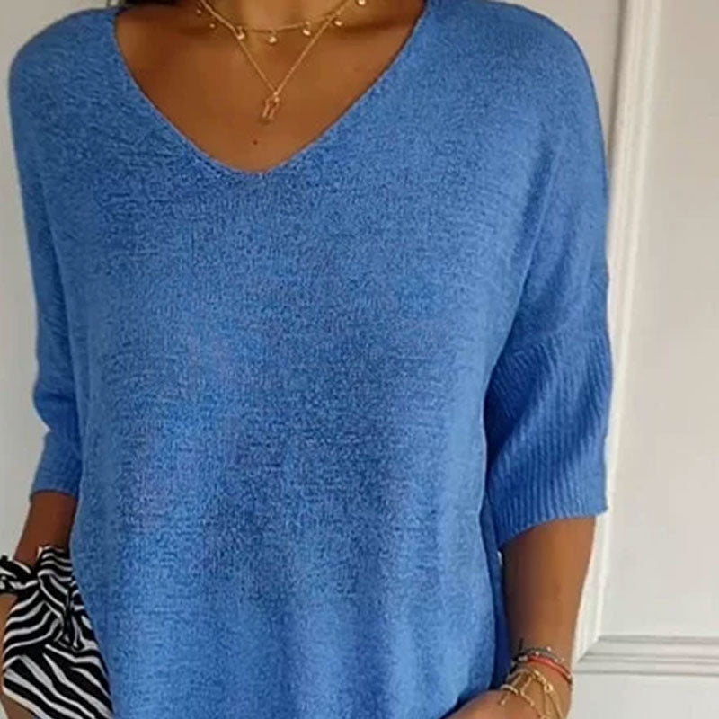 🔥LAST DAY 49%OFF🔥 - Solid Color Knitted V-neck Top