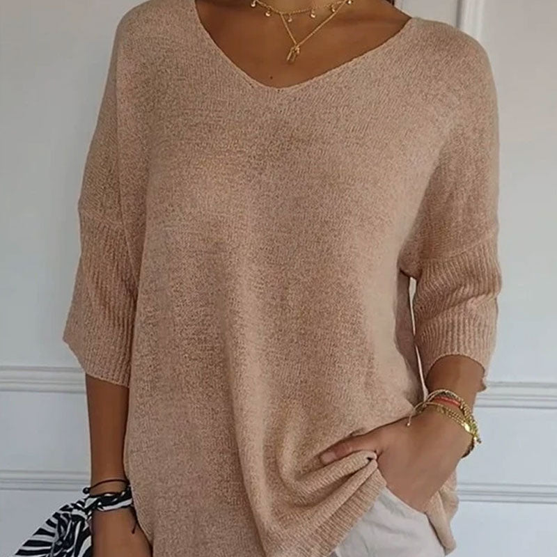 🔥LAST DAY 49%OFF🔥 - Solid Color Knitted V-neck Top