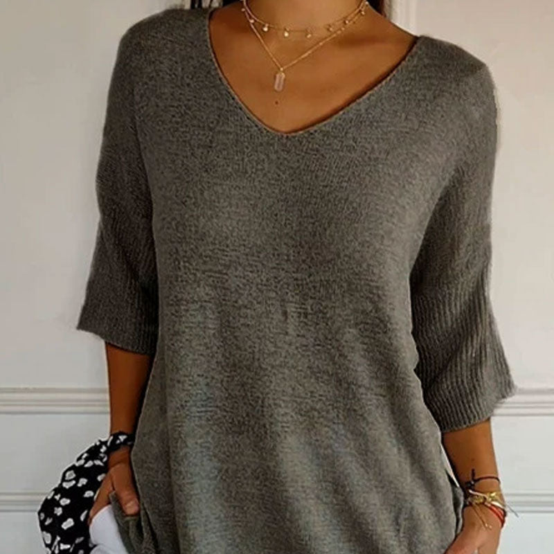 🔥LAST DAY 49%OFF🔥 - Solid Color Knitted V-neck Top