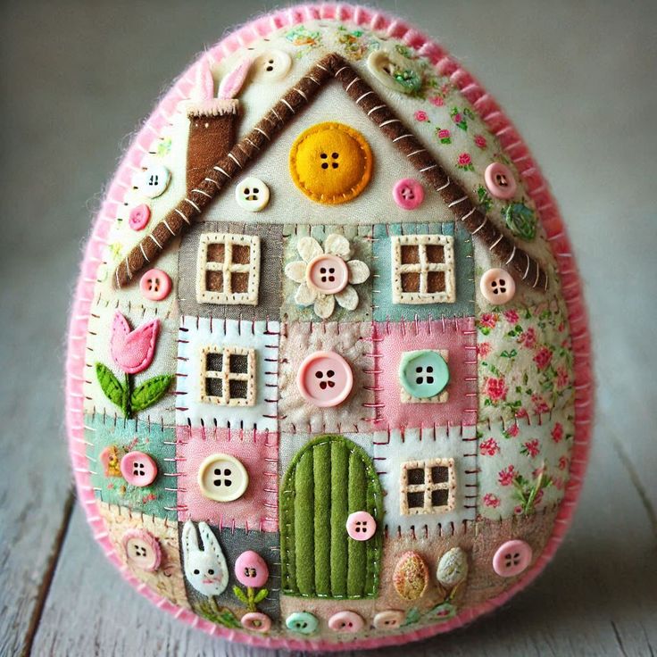 🔥Last Day 49% OFF - 🏡🥚Patchwork Felt Egg House DIY Kit