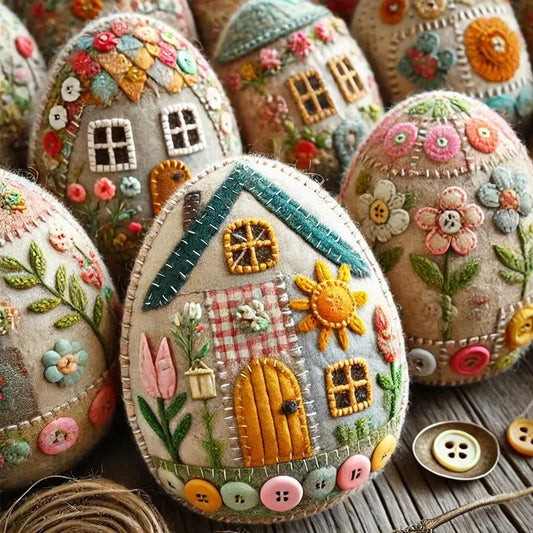 🔥Last Day 49% OFF - 🏡🥚Patchwork Felt Egg House DIY Kit